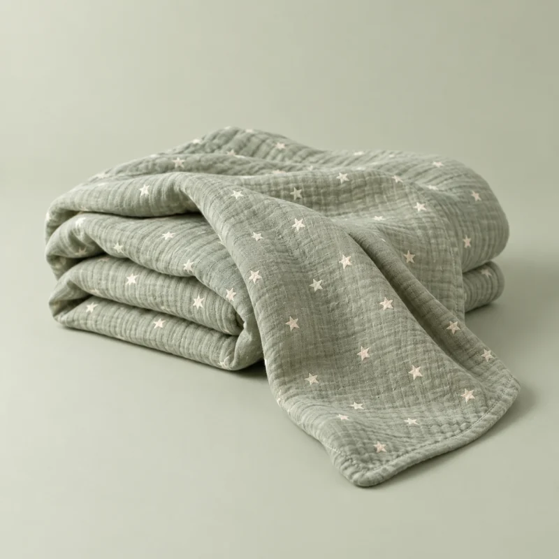 Illustrative sage swaddle with a star pattern